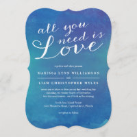 Aquarelle Pure Amour Mariage / Bleu Océan