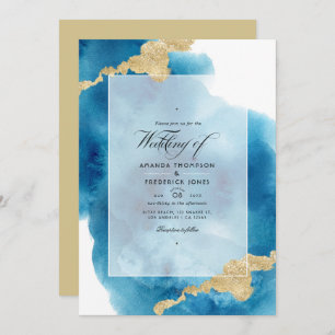 Invitation Aquarelle QR Code RSVP Beach Wedding