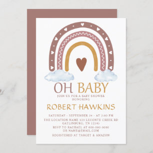 Invitation Aquarelle Rainbow Baby shower douche