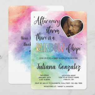 Invitation Aquarelle Rainbow Baby Ultrasound Douche