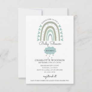Invitation Aquarelle Rainbow Blue Baby Boy Douche