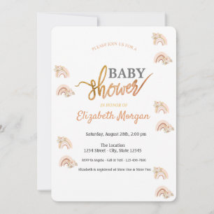 Invitation Aquarelle Rainbow Boho Baby shower de fleurs