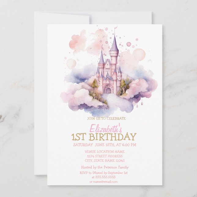 Invitation Aquarelle Rainbow Hearts Striped Anniversaire Invi (Devant)