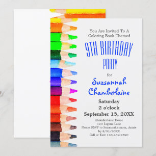 Invitation Aquarelle Rainbow Pencils pour enfants