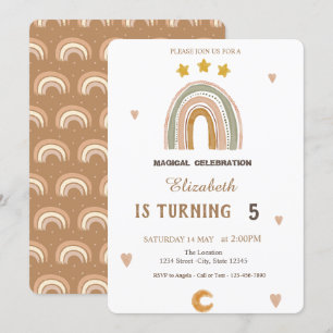 Invitation Aquarelle Rainbows Stars Coeurs Anniversaire