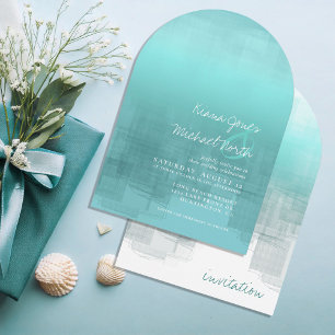 Invitation Aquarelle Réflexions Mariage Arc Turquoise ID774