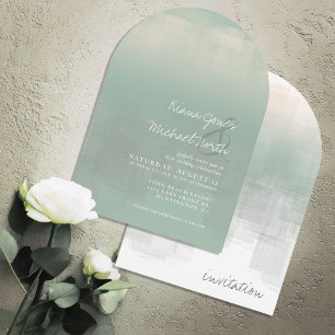 Invitation Aquarelle Réflexions Mariage Sage Arch ID774