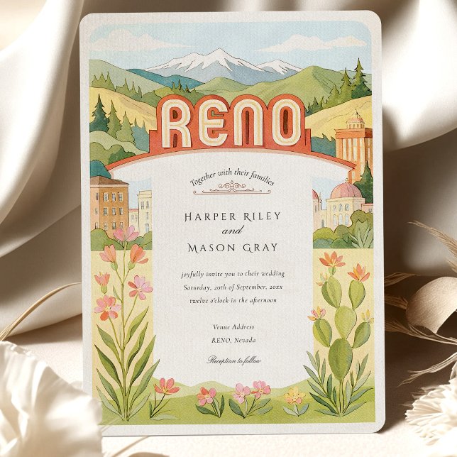 Invitation Aquarelle RENO Nevada Mountain View Mariage (Créateur téléchargé)
