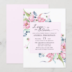 Invitation Aquarelle Ressort rose Fête des mariées florale
