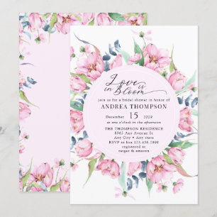 Invitation Aquarelle Ressort rose Fête des mariées florale