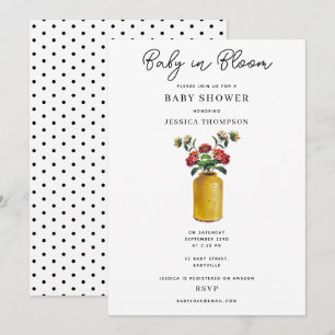 Invitation Aquarelle rétro Floral Baby in Bloom Baby shower