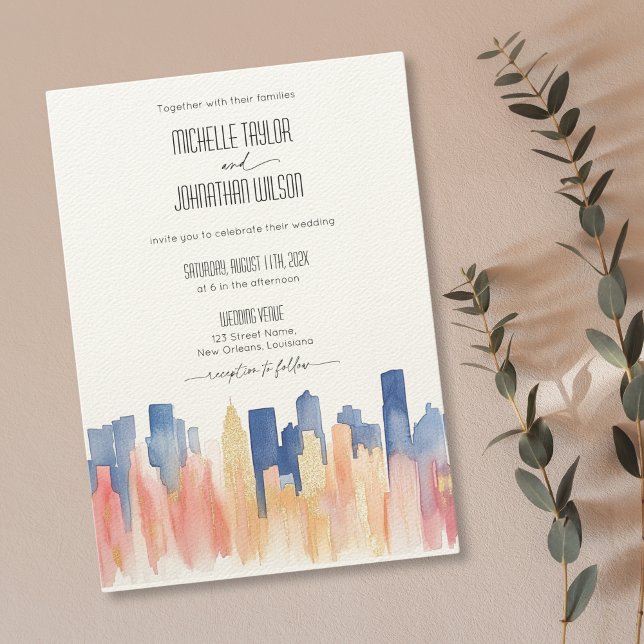 Invitation Aquarelle Retro New Orleans Destination Wedding (Créateur téléchargé)