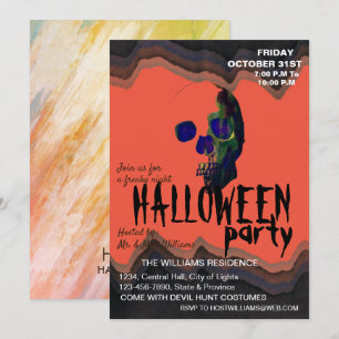 Invitation Aquarelle Retro Skeleton Art Halloween