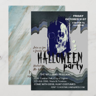 Invitation Aquarelle Retro Skeleton Art Halloween
