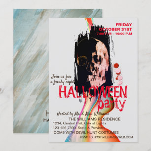 Invitation Aquarelle Retro Skeleton Art Halloween