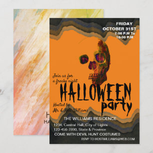 Invitation Aquarelle Retro Skeleton Art Halloween
