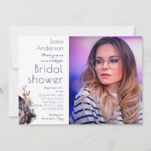 Invitation Aquarelle robe noire violet douche nuptiale photo