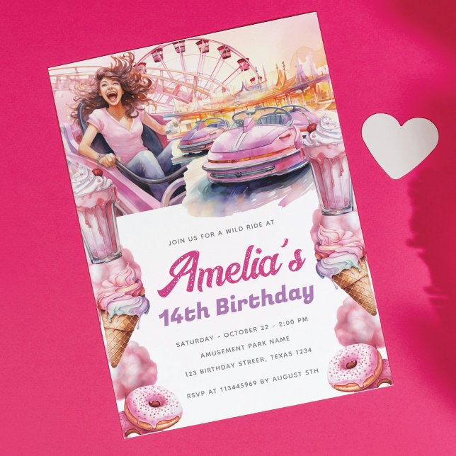 Invitation Aquarelle Rollercoaster Party Personnalisée (Créateur téléchargé)