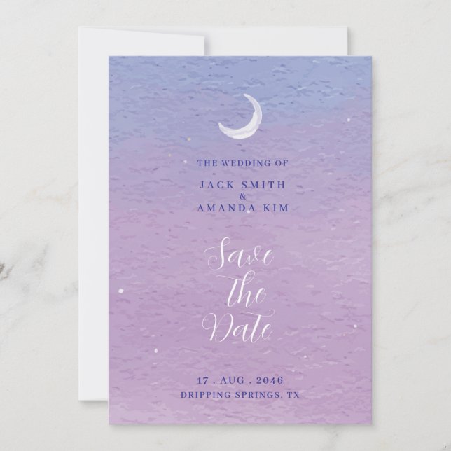 Invitation Aquarelle Roman Lune mariage Enregistrer la date (Devant)