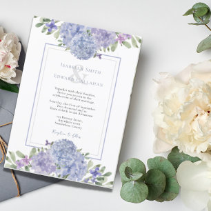 Invitation Aquarelle romantique Dusty Blue Hydrangeas Mariage