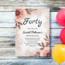 Aquarelle romantique Dusty Floral 40e anniversaire