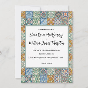 Invitation Aquarelle romantique Italie Destination Mariage