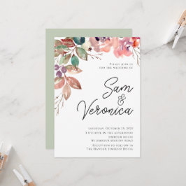 Invitation Aquarelle romantique Mauve Mariage floral dans
