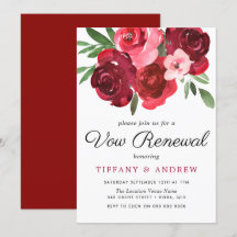 Aquarelle romantique Roses rouges Vow Renouvelleme
