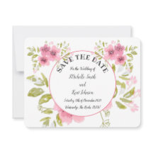 Aquarelle Rose Anémone Floral Enregistrer La Date