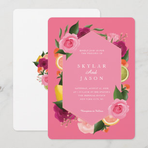 Invitation Aquarelle rose Aquarelle Fruit Citrus Floral Rose
