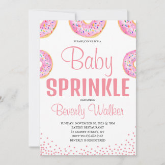 Invitation Aquarelle rose arroser Baby shower de beignes