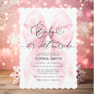 Invitation Aquarelle rose Baby shower fille Bow