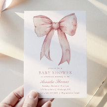 Aquarelle rose Baby shower fille Bow