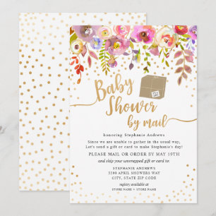 Invitation Aquarelle rose Baby shower floral par la poste