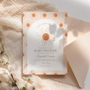 Invitation Aquarelle rose Baby shower soleil mou