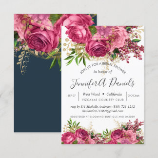 Invitation Aquarelle rose blanc Fête des mariées florale