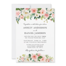 Aquarelle rose blanc Mariage floral élégant