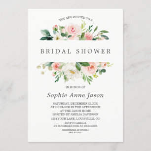 Invitation Aquarelle rose Blush Fête des mariées de cadre de 
