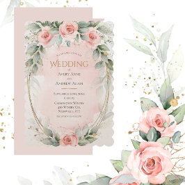 Invitation Aquarelle rose Blush Roses Mariage élégant