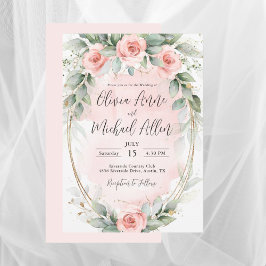 Invitation Aquarelle rose Blush Roses Mariage élégant
