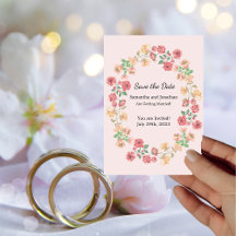 Aquarelle rose Boho Fleurs d'anneau Enregistrer la