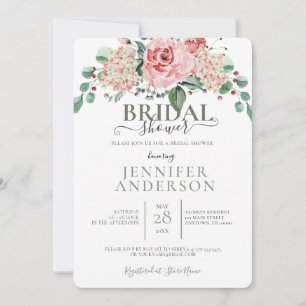 Invitation Aquarelle rose Bouquet Floral Fête des mariées Inv