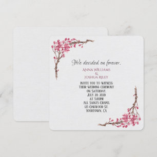 Invitation Aquarelle rose brindille florale sur gris