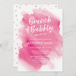 Invitation Aquarelle rose Brunch & Bubbly