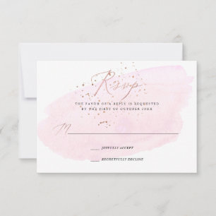 Invitation Aquarelle rose Champagne Bubbles+Calligraphie RSVP