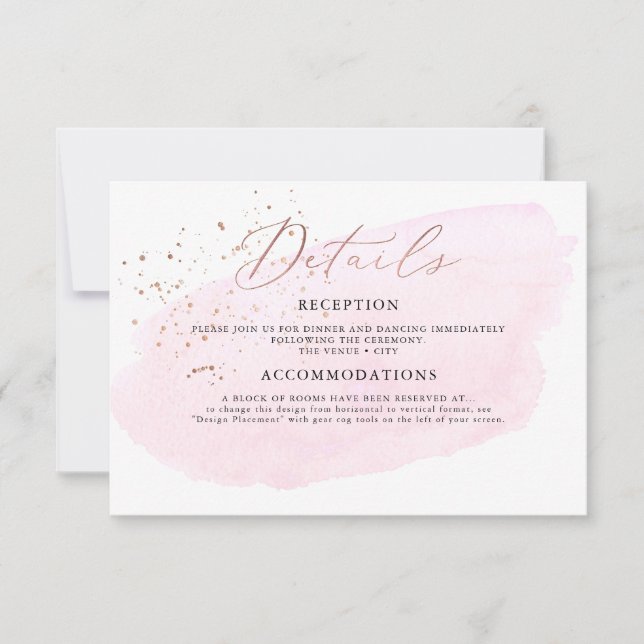Invitation Aquarelle rose Champagne Bulles Détails (Devant)
