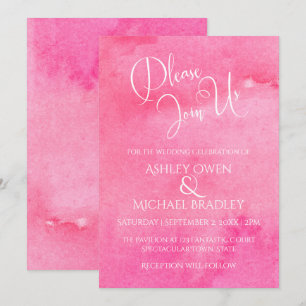 Invitation Aquarelle rose chaud Élégante Typographie Mariage 
