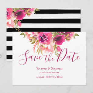 Invitation Aquarelle rose chaud Floral Enregistrer la date