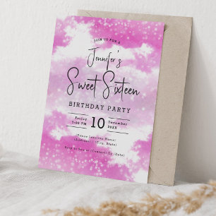 Invitation Aquarelle rose chaud Nuages doux 16 Partie