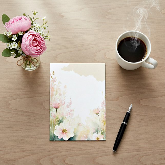 Invitation Aquarelle rose clair mariage floral blanc (Créateur téléchargé)